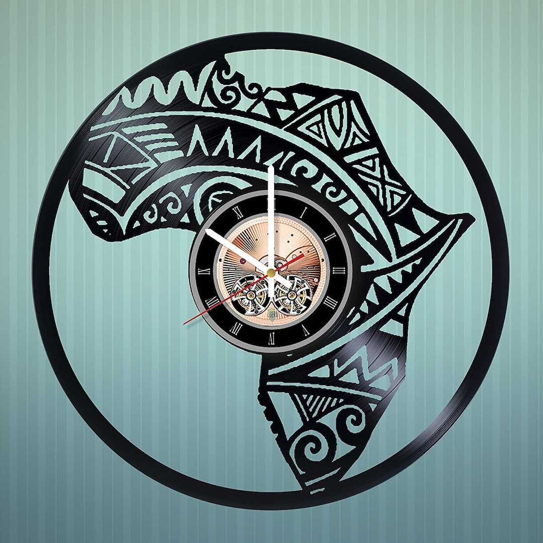 African Map Vinyl Record Wall Clock: Tribal Decor - Etsy