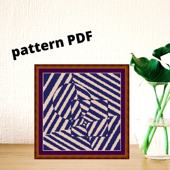 Cross stitch modern geometric Optical illusion pattern pdf Etsy