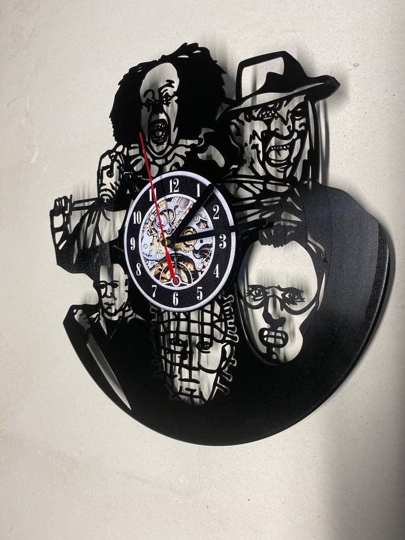 Scary Movie Vinyl Record Cut Out Clock Horror Movie Decor Man Etsy