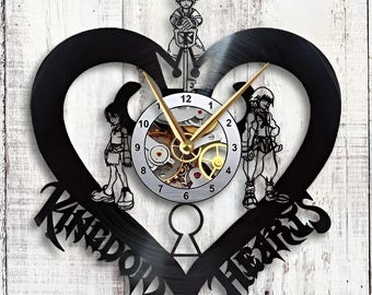 Kingdom Hearts Vinyl Record Clock, Handmade Wall Decor