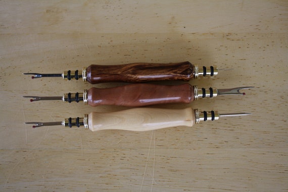 Tasmanian Timber Hand Made Sewing Tools with Seam Ripper, Stiletto or Needle Threader Attachments