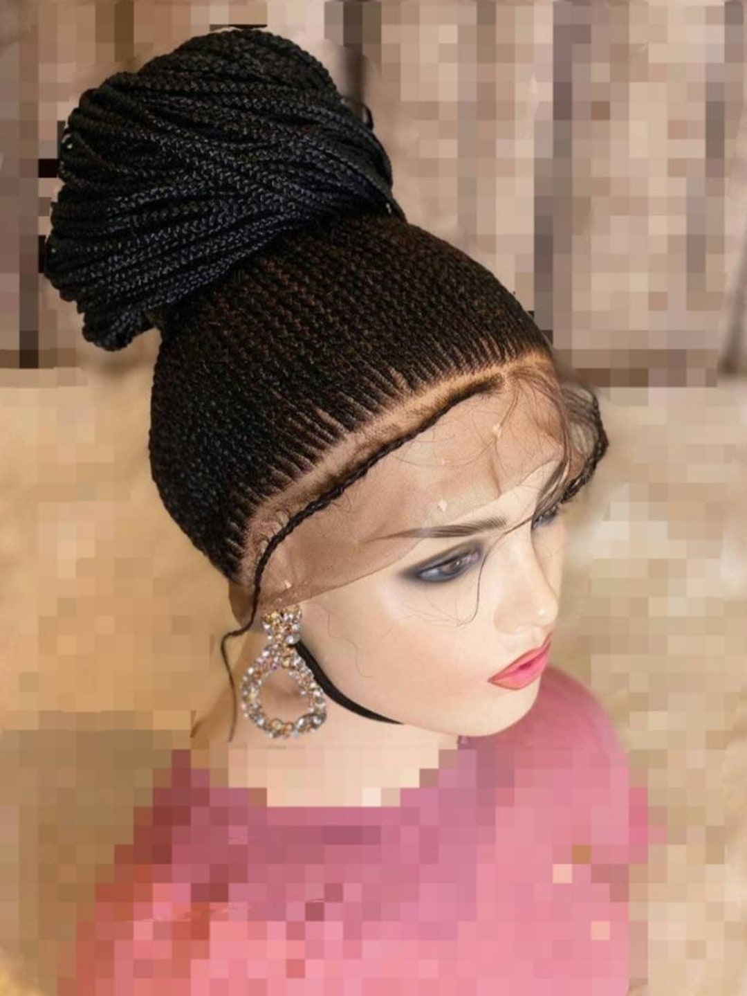 Corn Row Ghana Weaving With Full Lace - Etsy