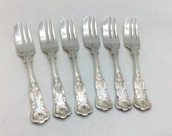 Set of six vintage silver plated cake / pastry forks in the King pattern style