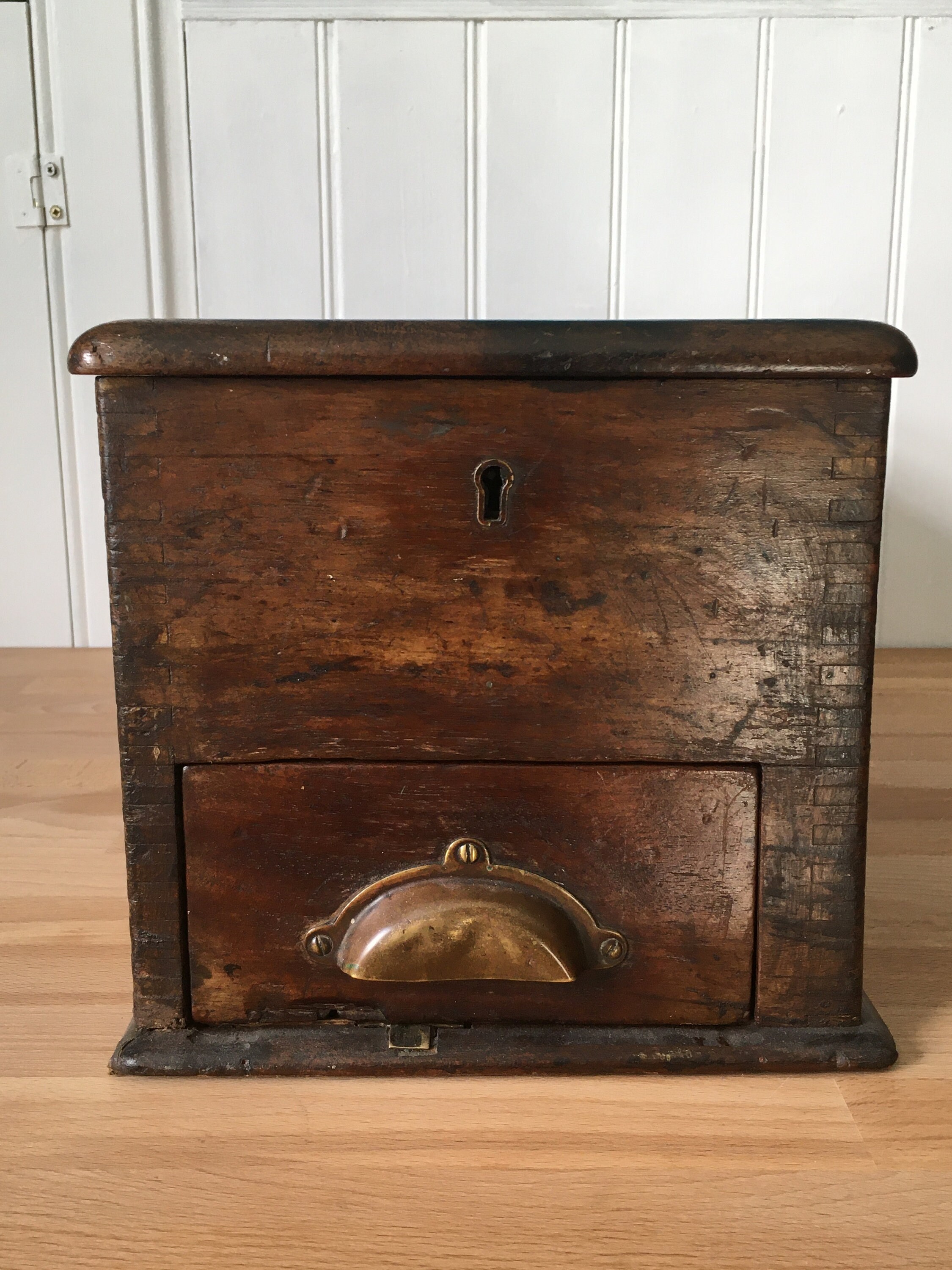 Antique Wooden British Cash Till Register With Money Draw by