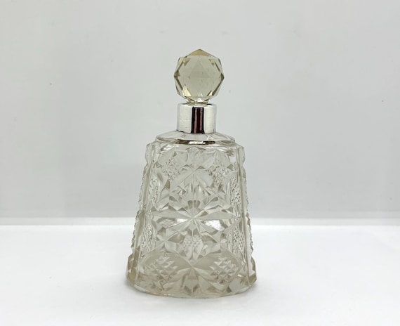 Antique solid silver mounted cut glass perfume / … - image 1