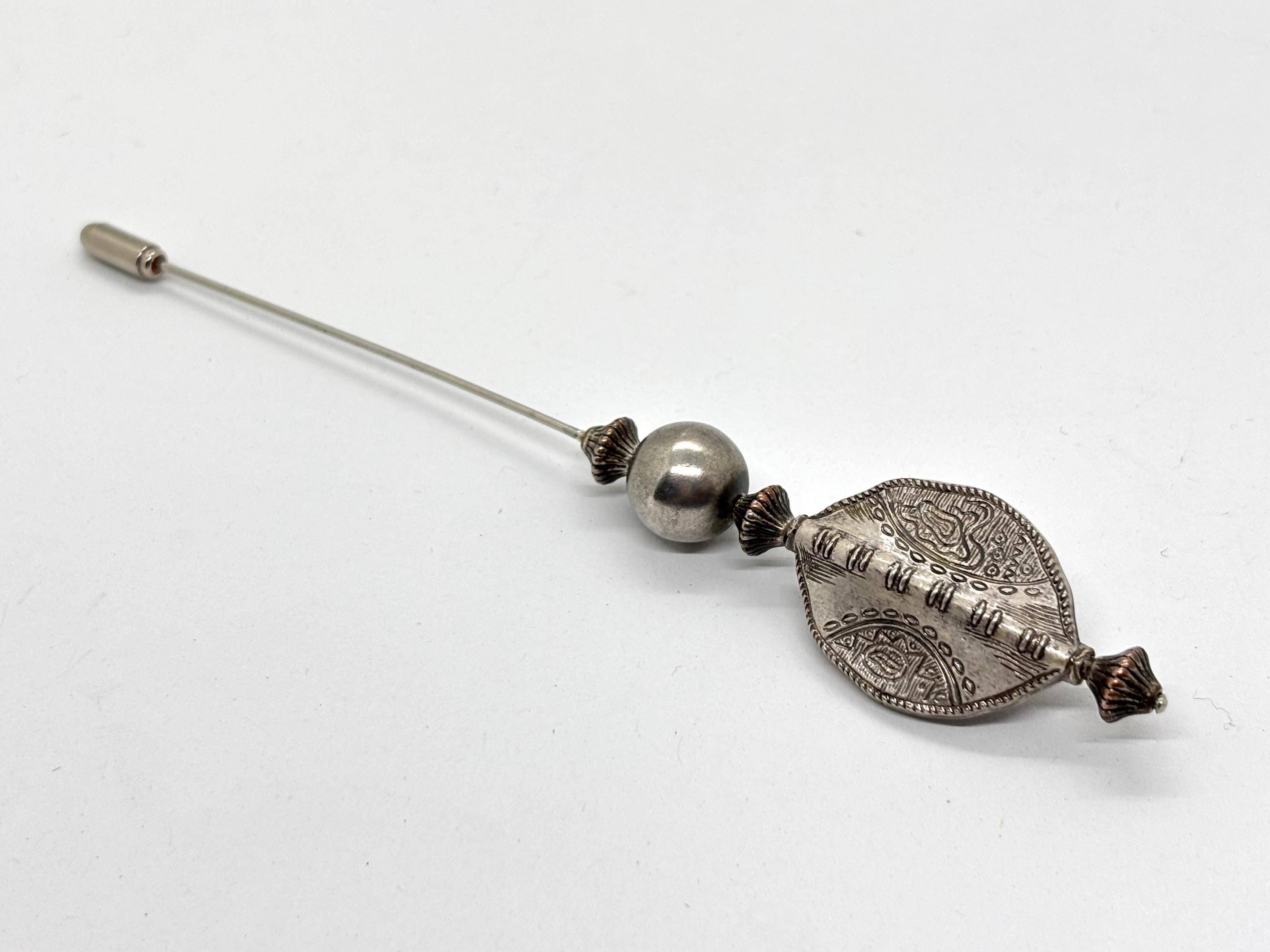 Vintage Silver Plated Hatpin Hat Pin - Navajo style - 12.5cm long