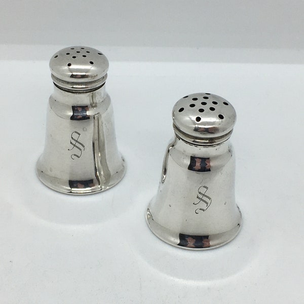 Pair of Small Vintage Solid Sterling Silver Salt And Pepper Shakers / cellars