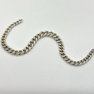 Antique solid silver curb link Albert pocket watch chain with graduating links - 18cm / 11g
