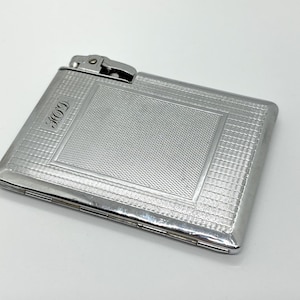 Vintage Silver Tone Kincraft Cigarette Case & Lighter Combination