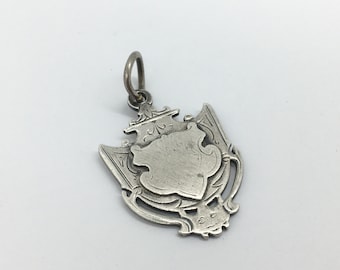 Victorian solid silver shield shaped fob for albert / pocket watch chain