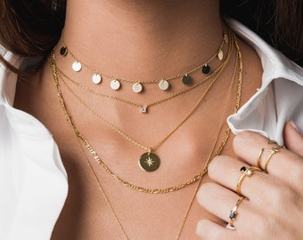 Extra Long Coin Charm Necklace Gypsy Boho Flapper Style with Mother of Pearl Shell Discs Bronze Tone Metal Strung 30-33 Inches