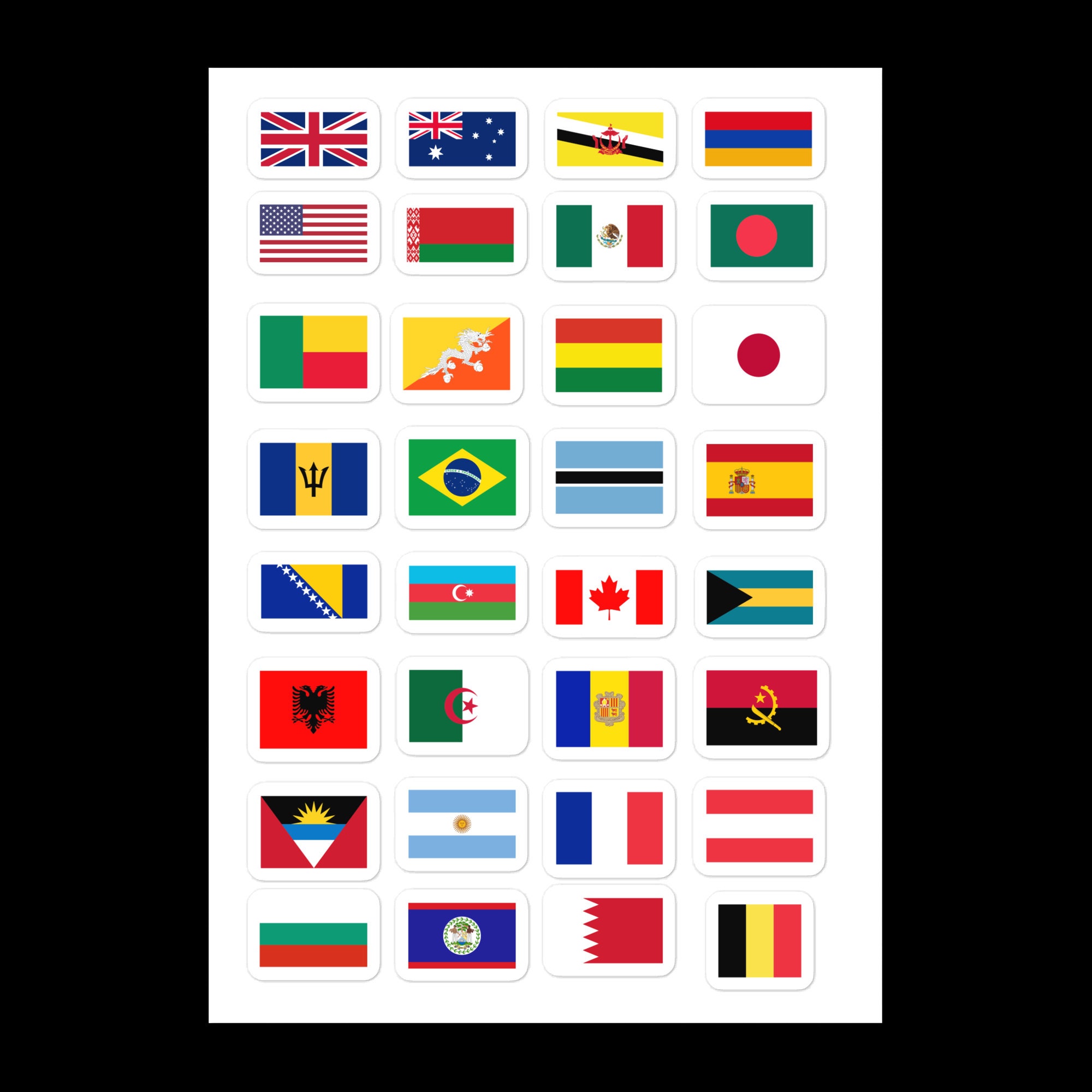 Country Flags 1 Sticker Sheet Etsy