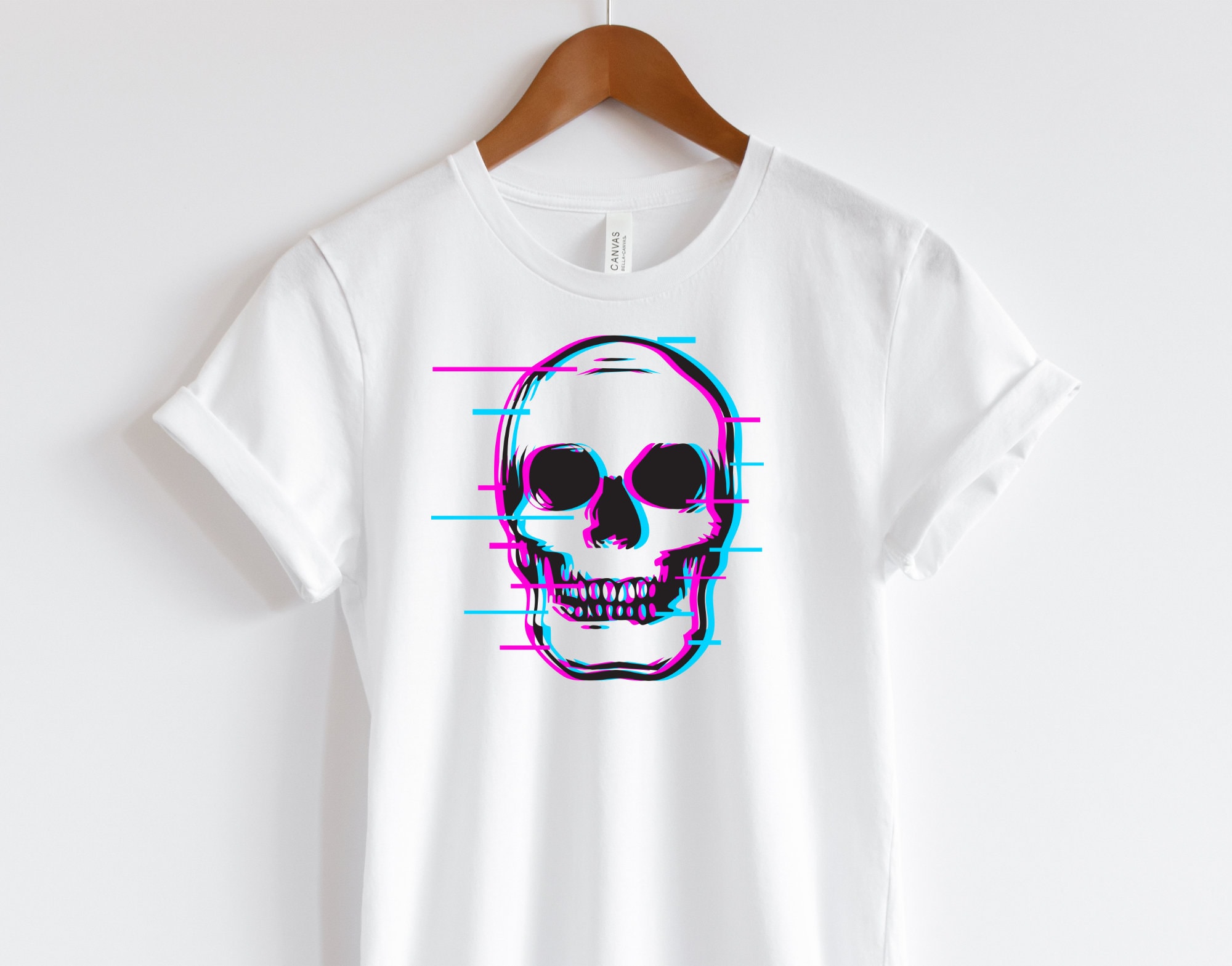 Glitch Skull Unisex T Shirt 3D Anaglyph Tshirt 3D Effect -  Norway
