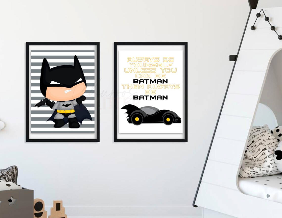 Batman Wall Art Kids Room Wall Art Batman Poster Dark Etsy
