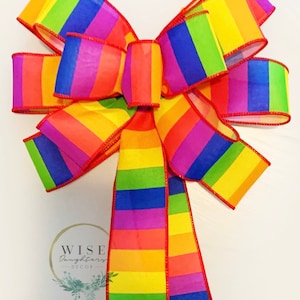 Pride Bow, Rainbow Lantern Bow, Multi-color Wreath Bow, Rainbow Party Decorations, LGBTQ+ Mailbox Box, Gift Bow