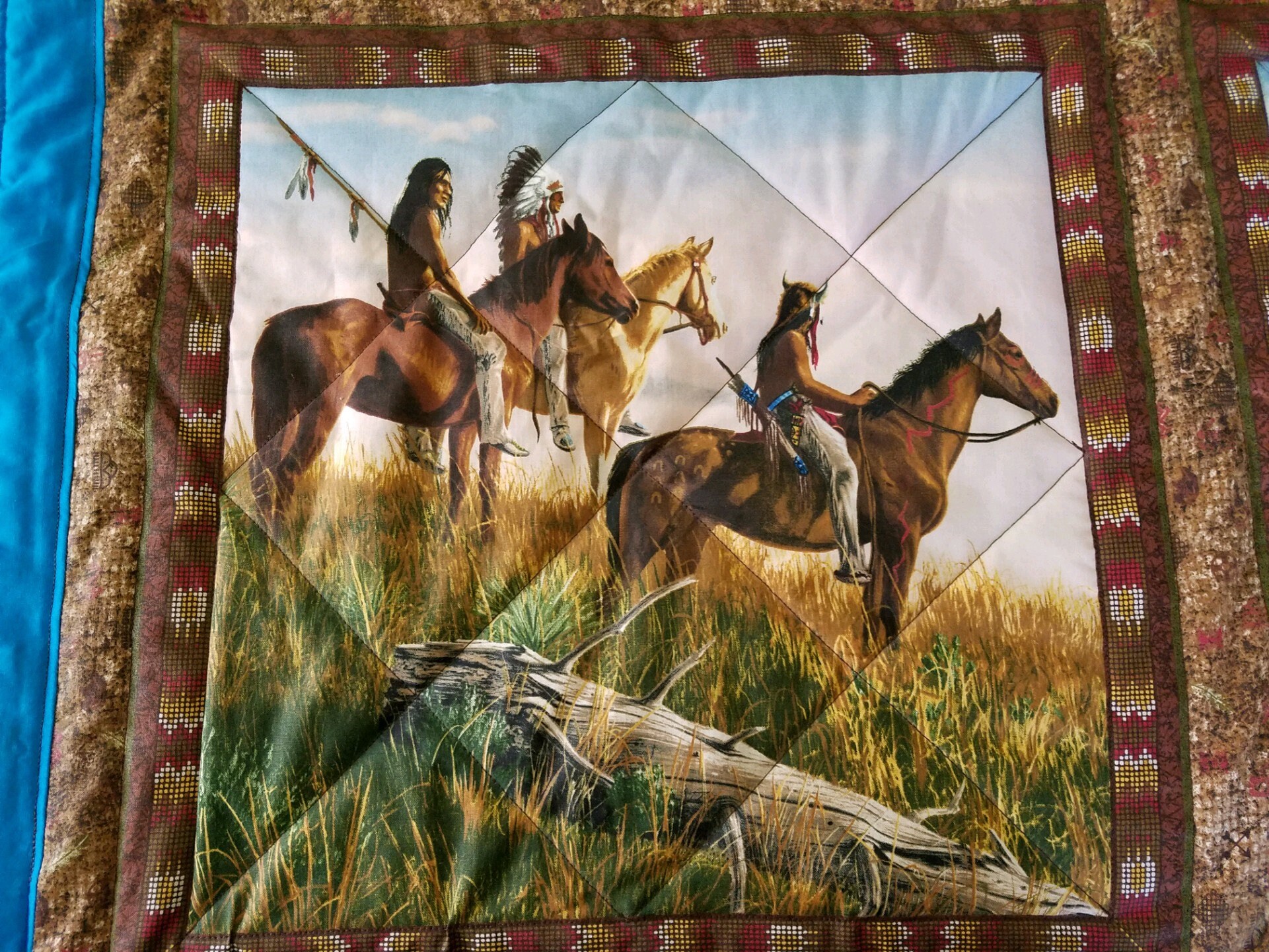 Quilted Tipi and Natives on Horses