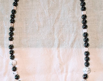 Hematite and Howlite Fan Necklace