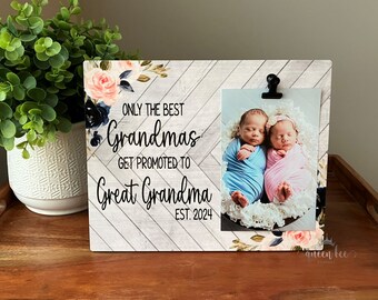 Gift For New Great Grandmas | Only The Best Grandmas Get Promoted To Great Grandma Picture Frame | Baby Reveal | Birth Announcement