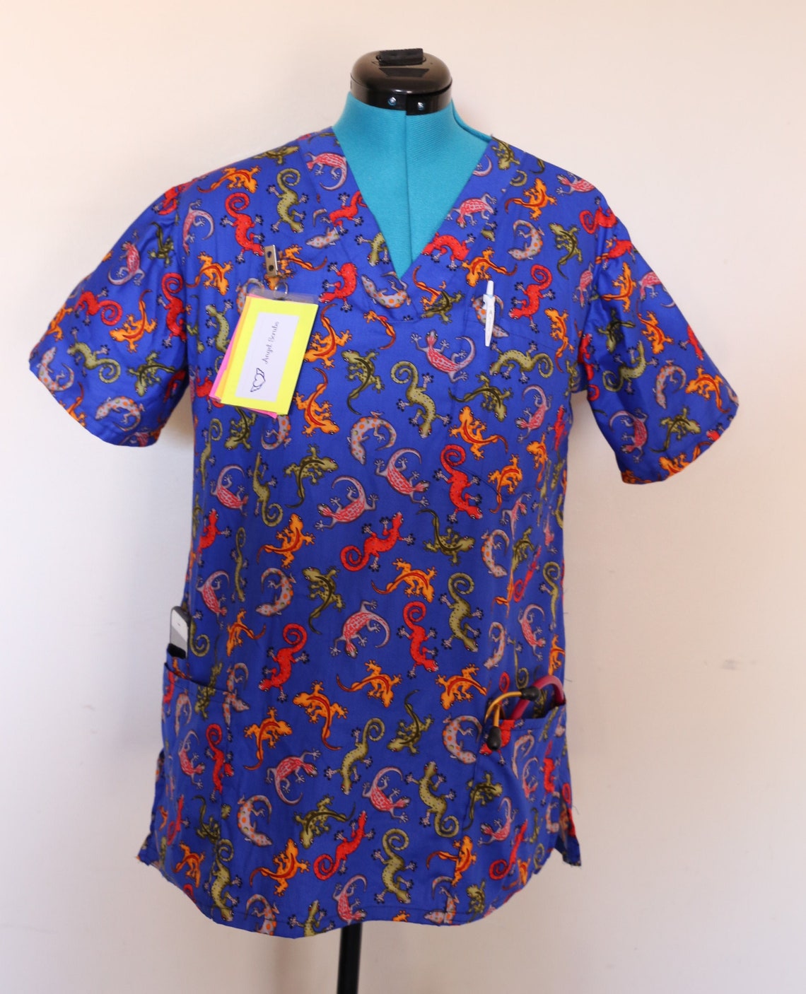 Scrub Tops Lizard Print Etsy