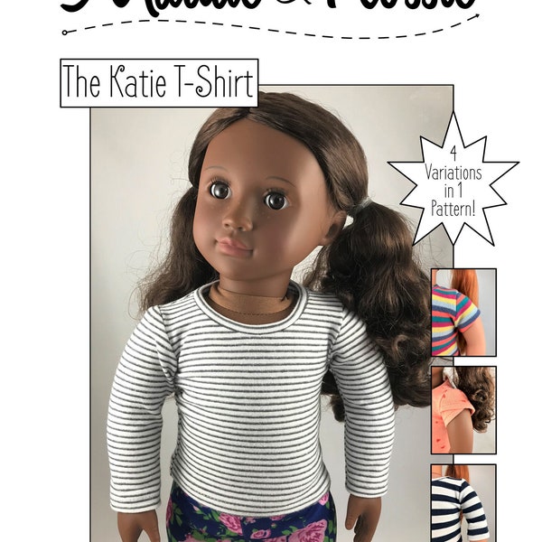 The Katie T-Shirt 18" Doll Sewing Pattern and Video Tutorial