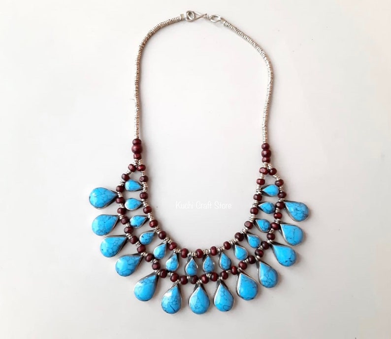 Tribal kuchi handmade 2 layer fashion turquoise color choker