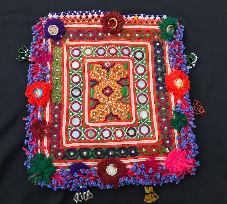 Tribal kuchi handmade vintage silk embroidery purse