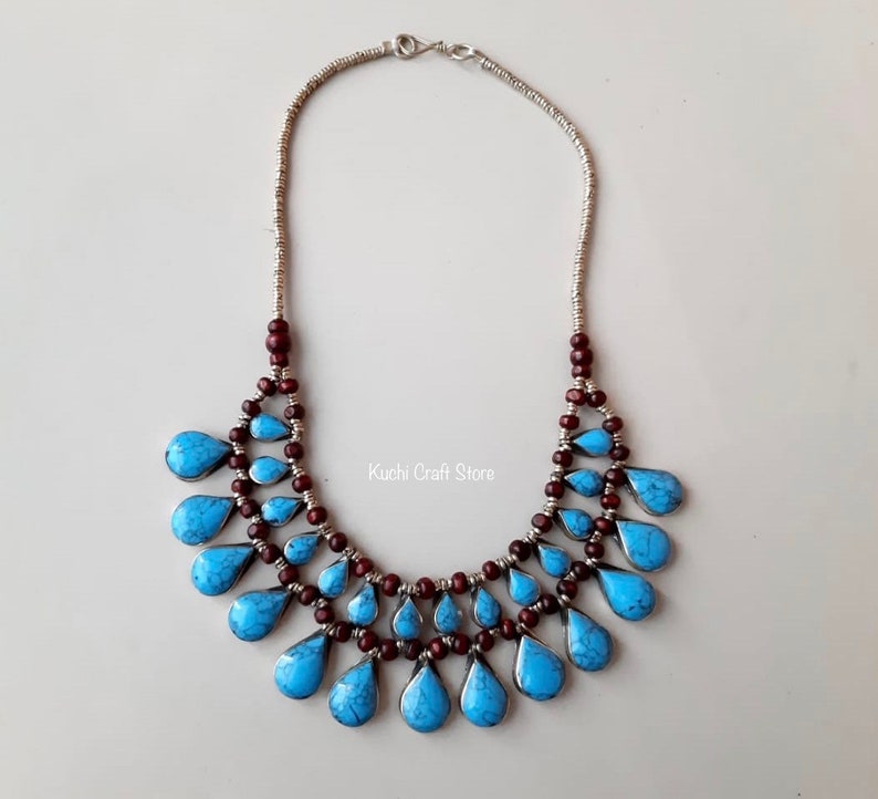 Tribal kuchi handmade 2 layer fashion turquoise color choker