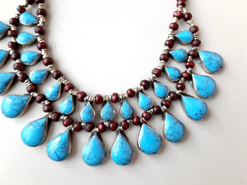 Tribal kuchi handmade 2 layer fashion turquoise color choker
