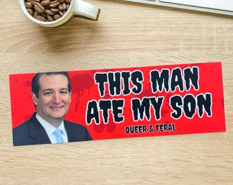 Zodiac Killer Bumper Sticker, This Man Ate My Son Decal Cursed Decal, Unhinged Bumper Magnet, Funny Weird Bumper Magnets, Cryptid Car Magnet
