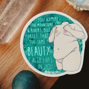 Plus Size Body Posi Vinyl Sticker//Inspirational Sticker, Feminist Sticker, Body Positivity Sticker, BBW Vinyl Sticker, Self Love Sticker