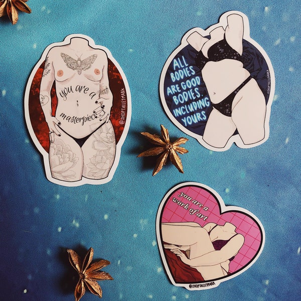 Body Positive Vinyl Sticker Decal Set // Body Posi Sticker, Plus Size Sticker, Body Positivity, Women's Sticker, Feminine Sticker, Femme