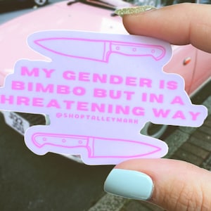 LGBT Sticker, Knife Vinyl Sticker, Bimbo Sticker, Hot Pink Sticker, Pronouns Sticker, Queer Sticker, Gender Identity Sticker, Trans Stickers