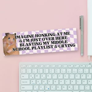 Middle School Playlist Bumper Sticker, Funny Stickers, Unhinged Birthday Gifts, Waterproof Decal, Cursed Meme Magnets, Pls Don’t Honk At Me