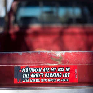 Mothman Ate My Ass Bumper Sticker, Truck Decal, Waterproof Decals