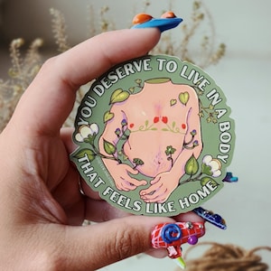 Adesivo de vinil positivo para o corpo, adesivos de positividade, decalque plus size, decalques trans, lembrete amoroso, cirurgia de topo, cottagecore, LGBT à prova d'água