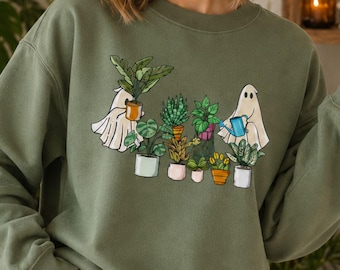 Ghost Plant Lady Sweatshirt: Spooky Halloween Houseplant Lover Gift, Fall Party Outfit