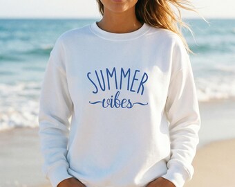 Felpa Summer Vibes - Girocollo per vacanze al mare, copricostume boho per un outfit da lago caraibico