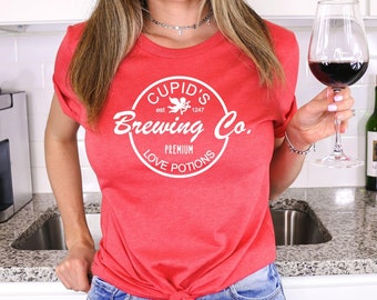 Cupid's Brewing Co Valentines Day Shirt, Hugs and Kisses Shirt, Valentine's Day Gift, Women's Shirt, Couple Shirts, Gift for Girlfriend