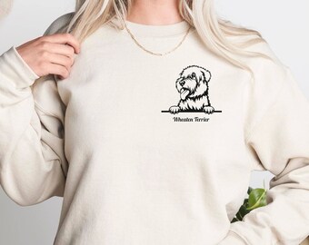 Wheaten Terrier Sweatshirt, Wheaten Mama Shirt, Wheaten Terrier Crewneck Sweater, Dog Lover Gift, Dog Mom, Dog Lover TShirt, Peeking Dog