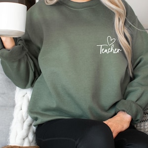 Teacher Shirts, Teacher Gifts, Teacher Crewneck Sweatshirt, Teacher Heart Pocket, Teacher Gift Ideas, Teacher Appreciation, Gift for Teacher