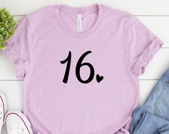 Camiseta de 16 cumpleaños / Traje de 16 cumpleaños / Camiseta de 16 años / Regalo de 16 cumpleaños / Regalo de decimosexto cumpleaños / Camiseta de cumpleañera