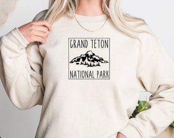 Grand Teton nationalpark Crewneck-tröja, vandringströja, nationalpark-T-shirt, Wyoming, Grand Teton, Grand Tetons, campinggåva