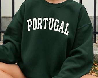 Portugal Sweatshirt - Lisbon Porto Sintra Crewneck, Portuguese Vacation Souvenir, Minimalist Preppy Design
