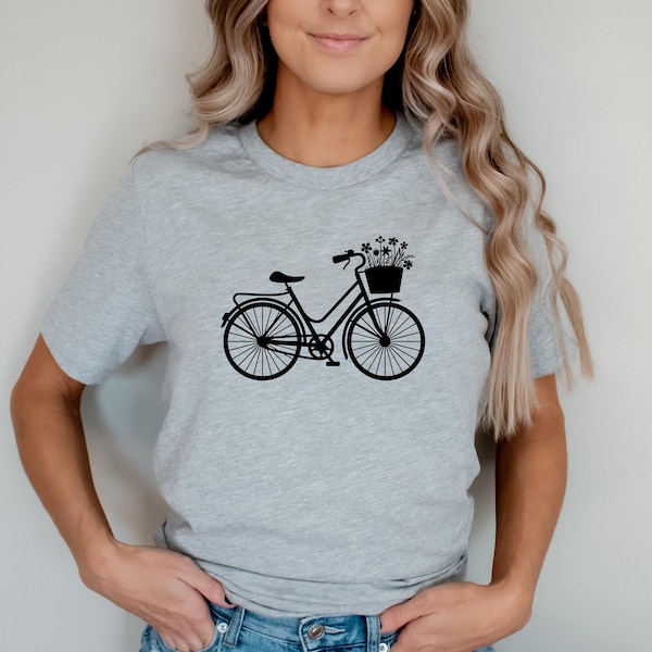 Cute Womens Biking T-Shirt, Shirt for Biking, Cycling Gift, Nature Lover Bike, Bicycle, Women's Crewneck Vintage Style Bicycle T Shirt Retro