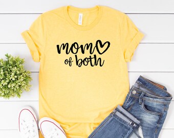 Mom of Both Shirt: Mama Boys and Girls Graphic Tee, Twin Baby Shower Gift