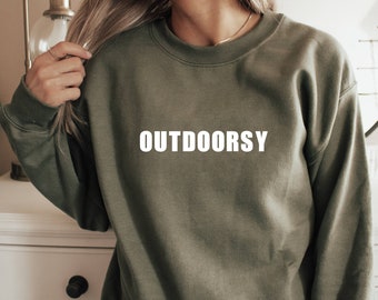 Outdoorsy Sweatshirt, Outdoor Crewneck Sweatshirt, Unisex Sweatshirt, Graphic Sweatshirt, Camping, Hiking, Bonfire, Campfire Sweatshirt