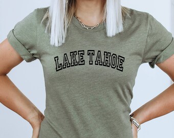 Camiseta del Lago Tahoe, Camiseta gráfica del Lago Tahoe, Camisetas para vacaciones en California, Regalo minimalista del Lago Tahoe