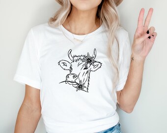 Camiseta de vaca, camisetas de vaca para mujer, camiseta con gráfico de vaca, camiseta para amantes de las vacas, vaquera, granja lechera, camiseta de vaca linda, regalo para amantes de las vacas, regalo para ella