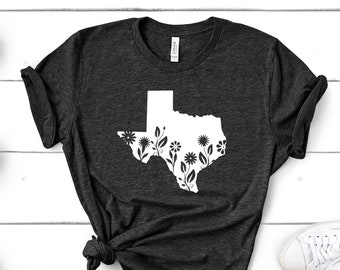 Texas-shirt | Texaanse bloemenshirt | Shirt staat Texas | Texas shirt dames | State Pride-shirt | Thuisstaat Texas | Lone Star State|Texas T-shirt