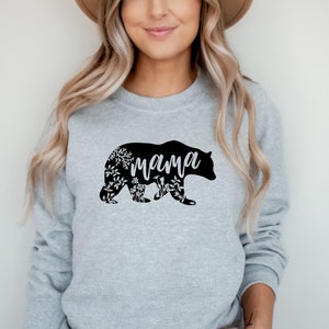 Mama Bear Sweatshirt, Mama Bear Crewneck, Floral Mama Bear Shirt, Gift for Mom, Mother&#39;s Day Gift, Momlife Shirt, Shirts for Mom, Mama Bear